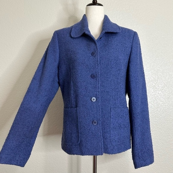 Charter Club Wool Blend Blue Button Down Women's Blazer, Size 10 - Picture 2 of 13